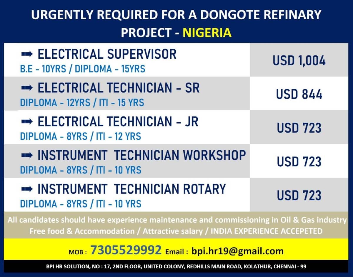 Dangote refinery job openings Hiring for Nigeria