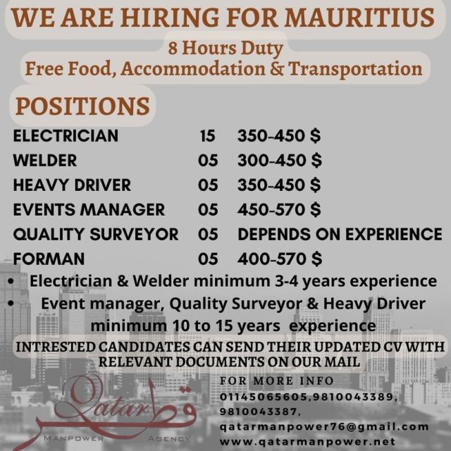 Urgent Job Vacancies In Mauritius 2022